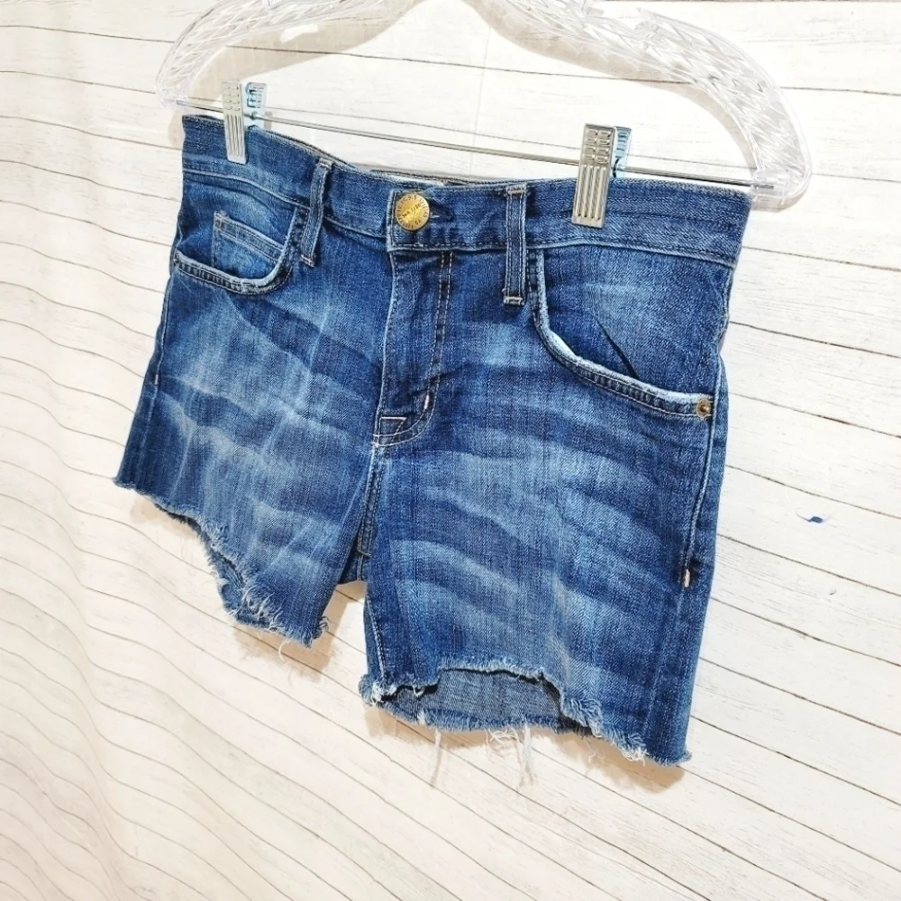 CURRENT/ELLIOTT THE BOYFRIEND SHORT IN LOVED MEDIUM WASH, SZ 24/0
